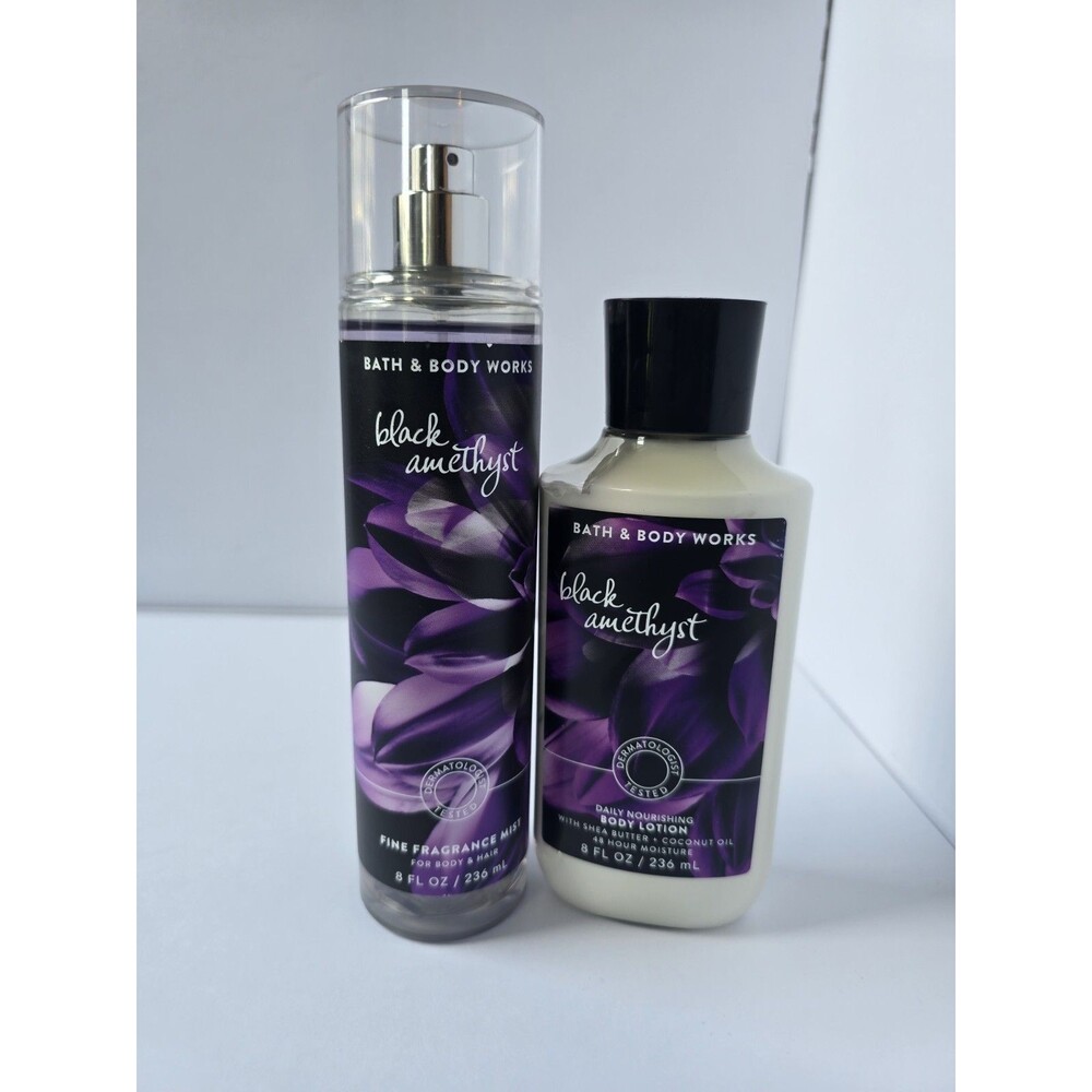 RARE Black Amethyst Bath Body Works SET Fragrance Mist Spray & Lotion 8oz X2